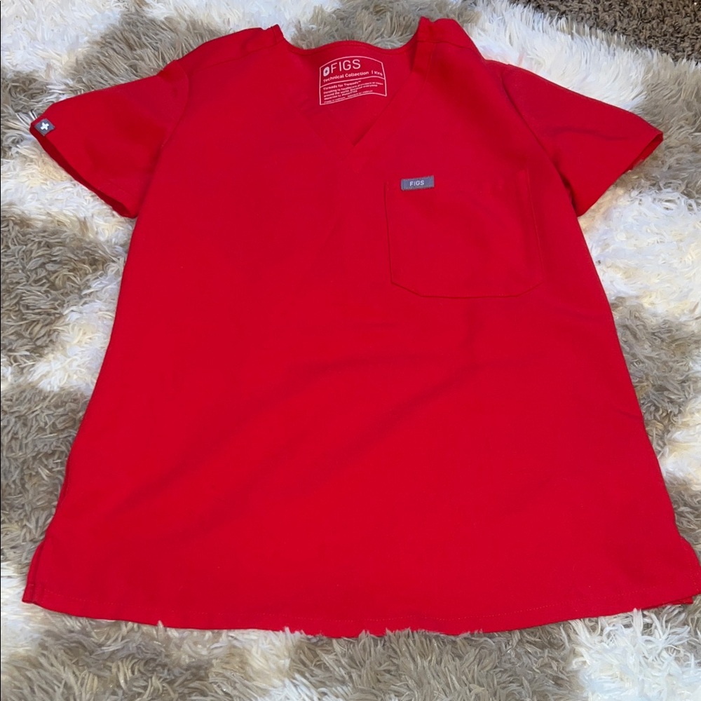 Figs Red Short Sleeve Top